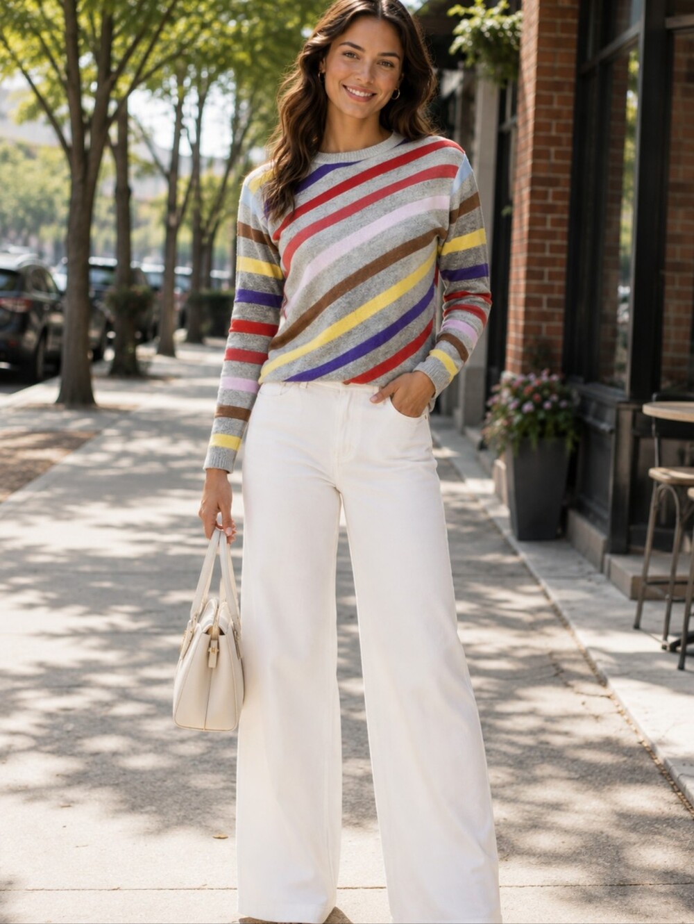 Clements Ribeiro Sweater Womens 100% Wool Pullover Striped.  Multicolored Sz 10